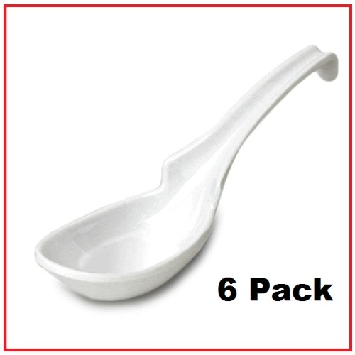 ChefLand-AsianChinese-Melamine-Ladle-Style-Soup-Spoon-White-6-Pack-0