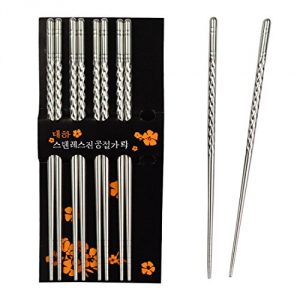 Rbenxia-Metal-Steel-Chopstick-Stainless-Steel-Spiral-Chopsticks-5-Pairs-0